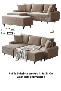 Corner Flavia Köşe Takımı Puflu KAHVE