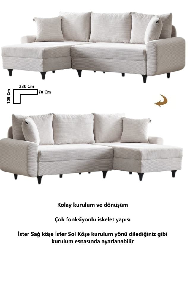 Corner Flavia Köşe Takımı EKRU