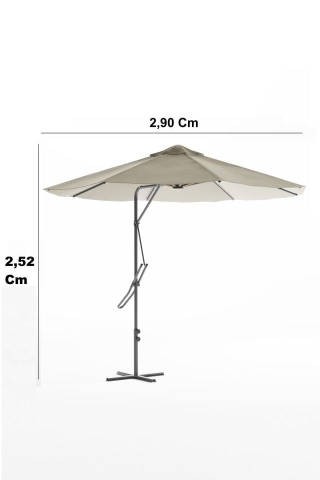 Kagu Bahçe Balkon Cafe Şemsiye 290x290 Cm Katlanır Krem
