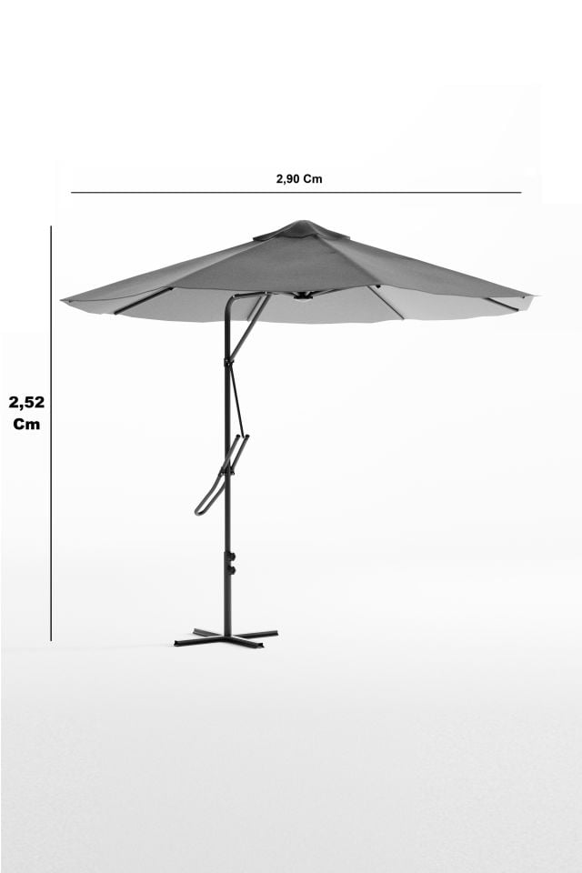 Kagu Bahçe Balkon Cafe Şemsiye 290x290 Cm Katlanır Gri