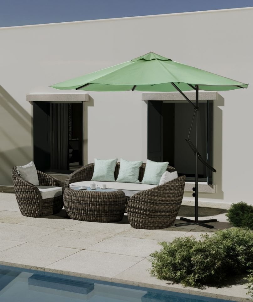 Kagu Bahçe Balkon Cafe Şemsiye 290x290 Cm Katlanır Yeşil