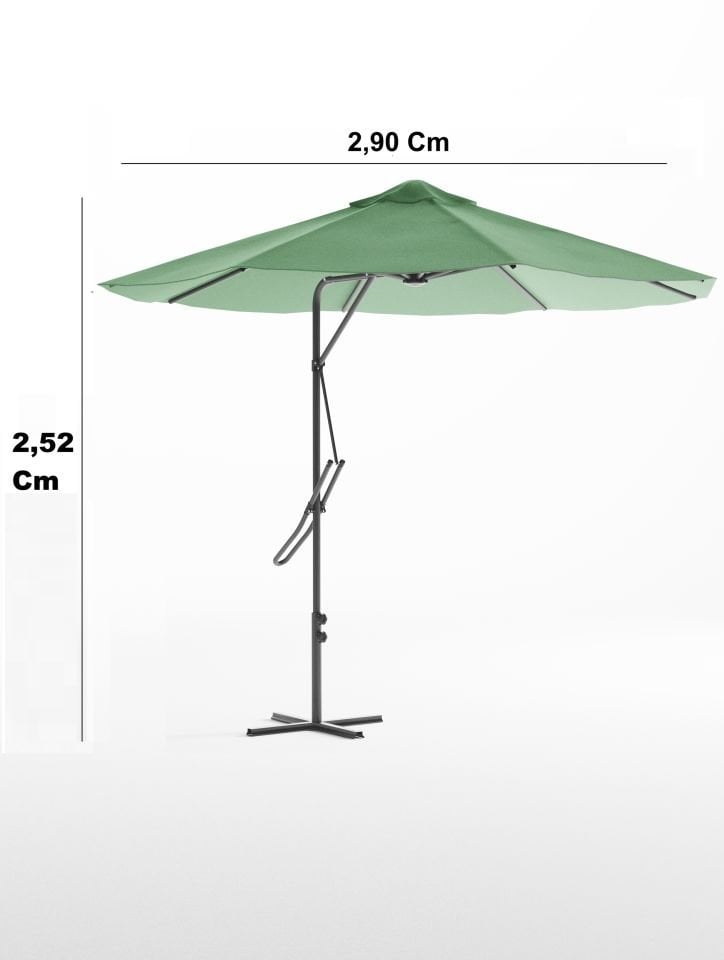 Kagu Bahçe Balkon Cafe Şemsiye 290x290 Cm Katlanır Yeşil