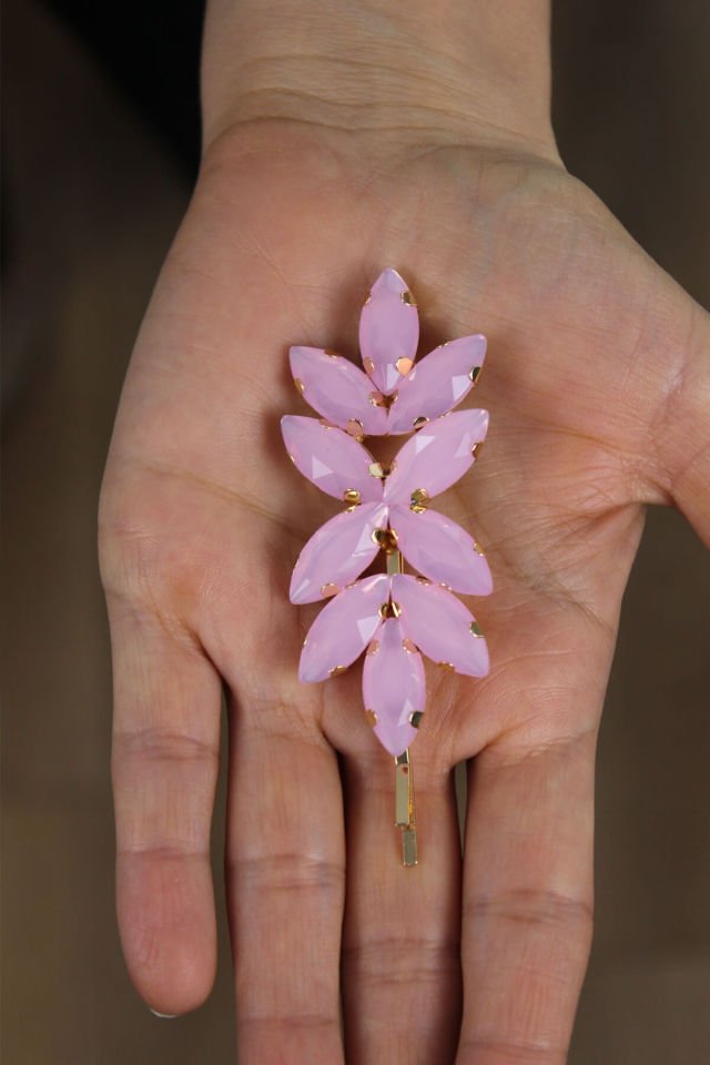 Pembe Kristal Taş Toka - Büyük Boy