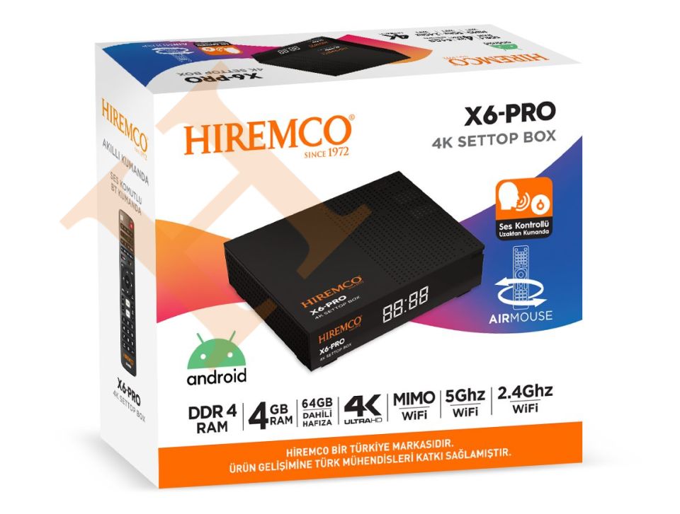 Hiremco X6 PRO Android Box+ Akım Korumalı Priz Hediyeli