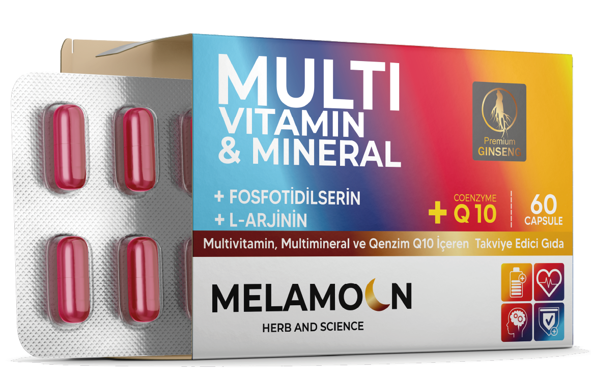 Multivitamin, Mineral ve Qenzim Q10 İçeren Kapsül Takviye Edici Gıda 60 kapsül