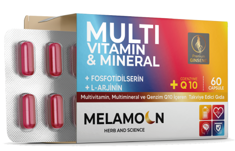 Multivitamin, Mineral ve Qenzim Q10 İçeren Kapsül Takviye Edici Gıda 60 kapsül