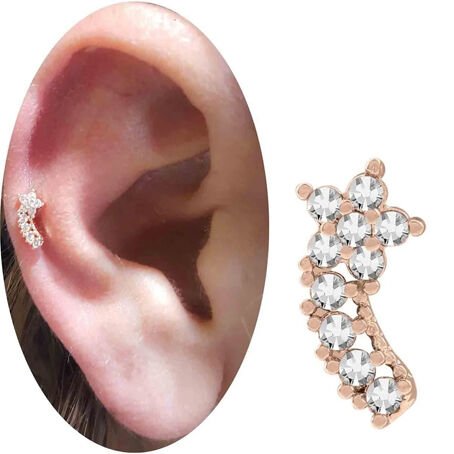 Zirkon Taşlı Rose Kuyruklu Yıldız Helix-Kıkırdak Piercing