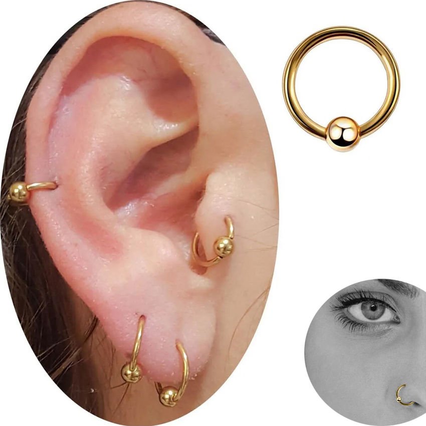 Toplu Gold Halka Dudak-Burun-Kulak Piercing