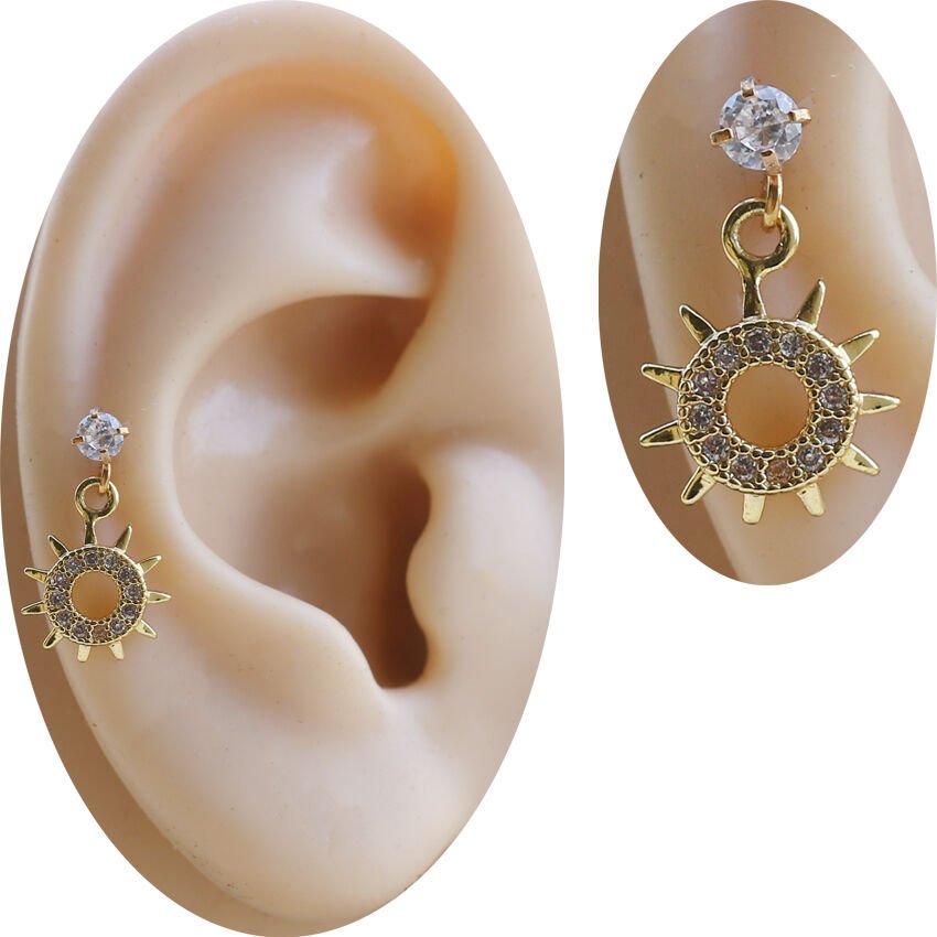 Zirkon Taşlı Gold Helix-Kıkırdak Piercing