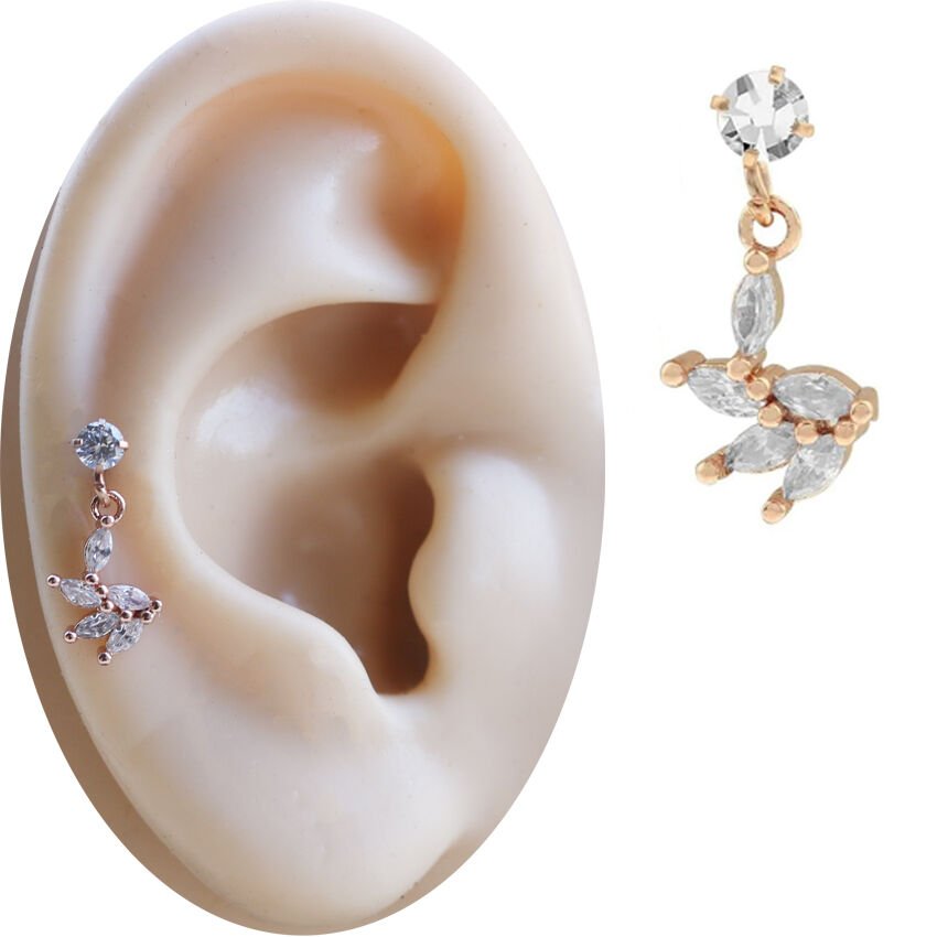 Zirkon Taşlı Rose Helix-Kıkırdak Piercing