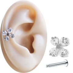 Zirkon Taşlı Yonca Tragus-Helix-Kıkırdak Piercing