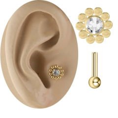 Zirkon Taşlı Gold Çelik Helix-Kıkırdak Piercing