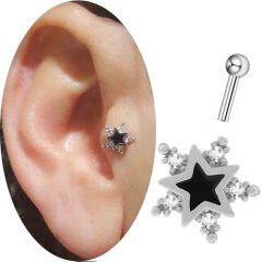 Zirkon Taşlı Yıldız Çelik Helix-Kıkırdak Piercing