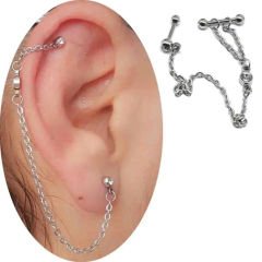 Çelik Taşlı Zincir Kulak-Helix-Kıkırdak Piercing