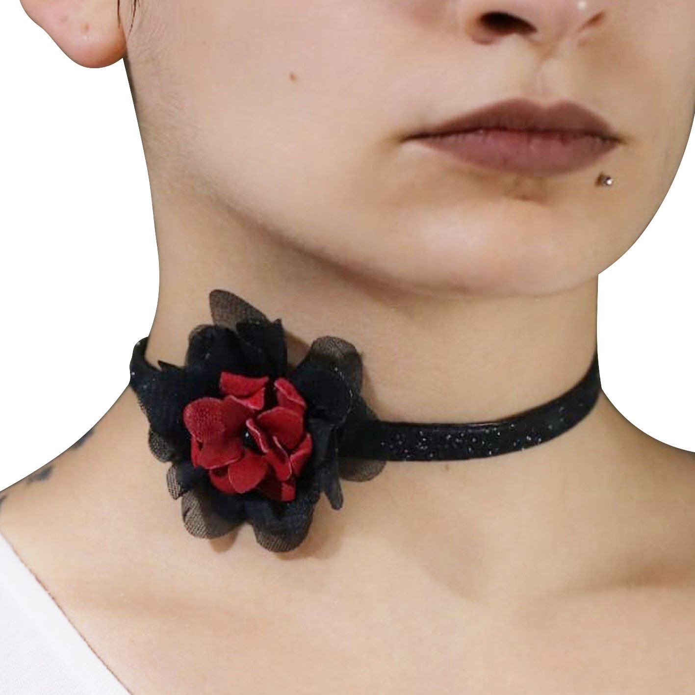 Güllü Deri Kadın Choker Kolye