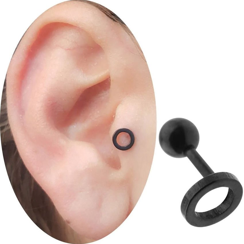 Çelik 6 mm Siyah Halka Kulak-Helix-Kıkırdak Piercing