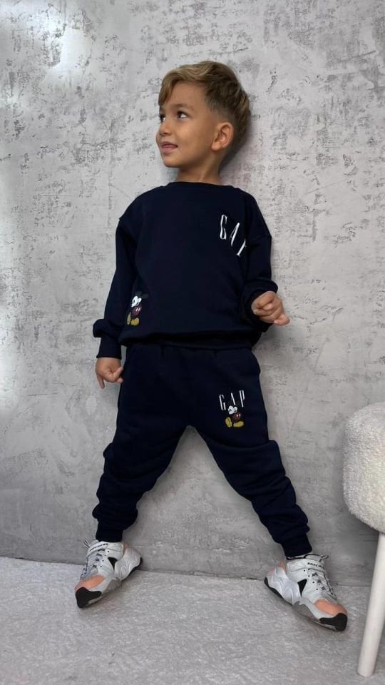 Logolu Mickey Baskılı Unisex İkili Takım - Üç İplik 4/5 Yaş