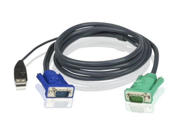 Aten 2L-5205U 5M Vga Usb Kvm Kablo 3 In 1 Sphd (Klavye/Mouse/Vıdeo)