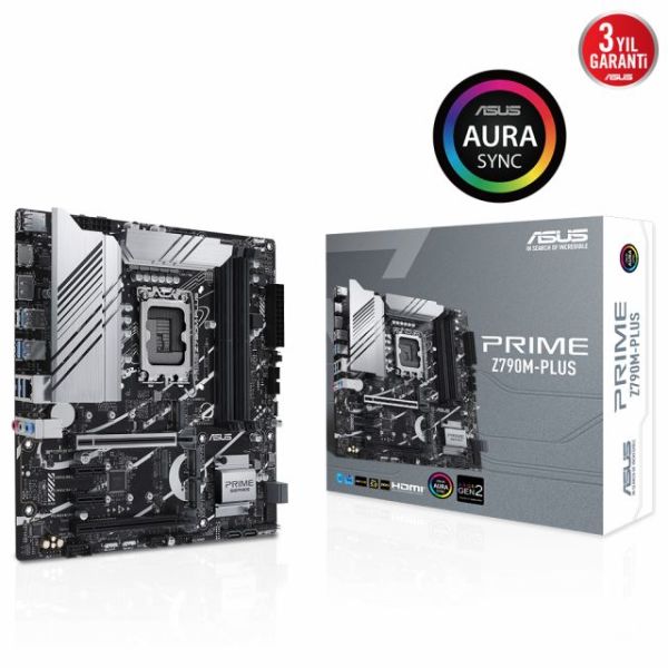 Asus Prıme Z790M-Plus Intel Z790 Lga1700 Ddr5 7200 Dp Hdmı 3X M2 Usb3.2 Aura Rgb Matx Asus 5X Protec
