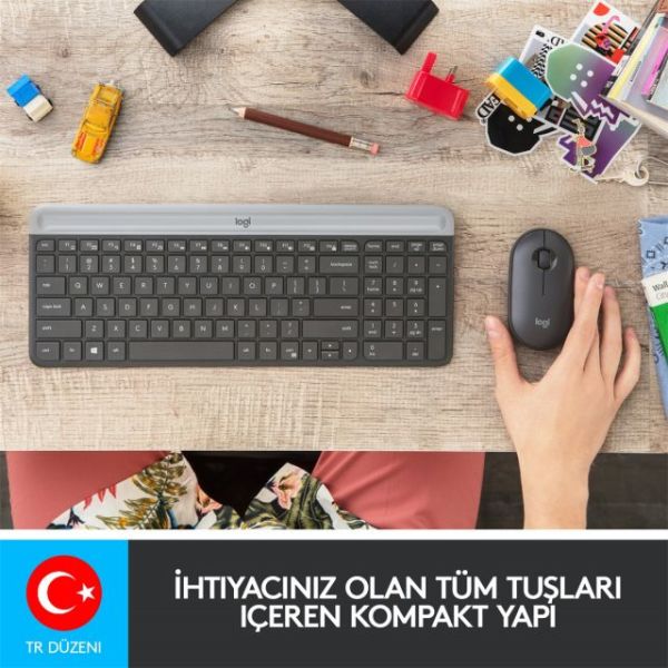 Logıtech Mk470 Kablosuz İnce Türkçe Klavye & Mouse Seti-Siyah 920-009435