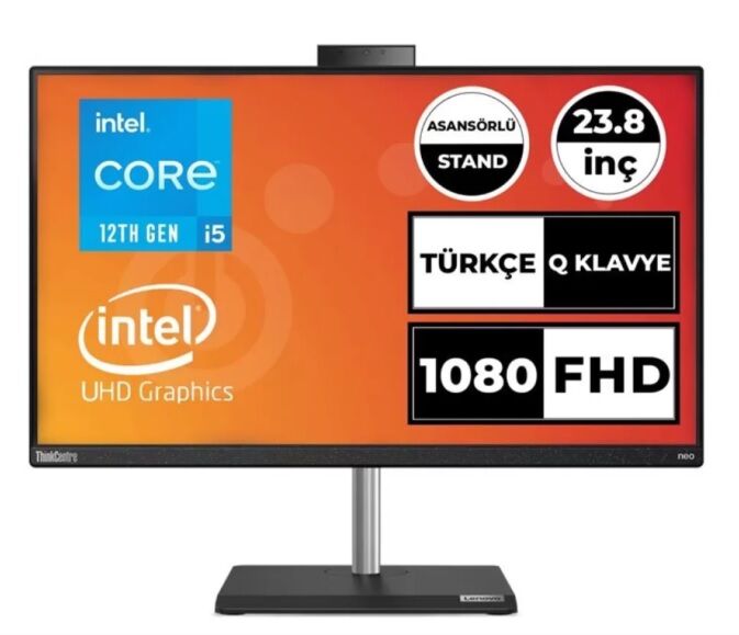 Lenovo ThinkCentre Neo 30A 24 12CE0088TX i5-12450H 8 GB 512 GB SSD UHD Graphics 23.8'' Full HD All in One PC