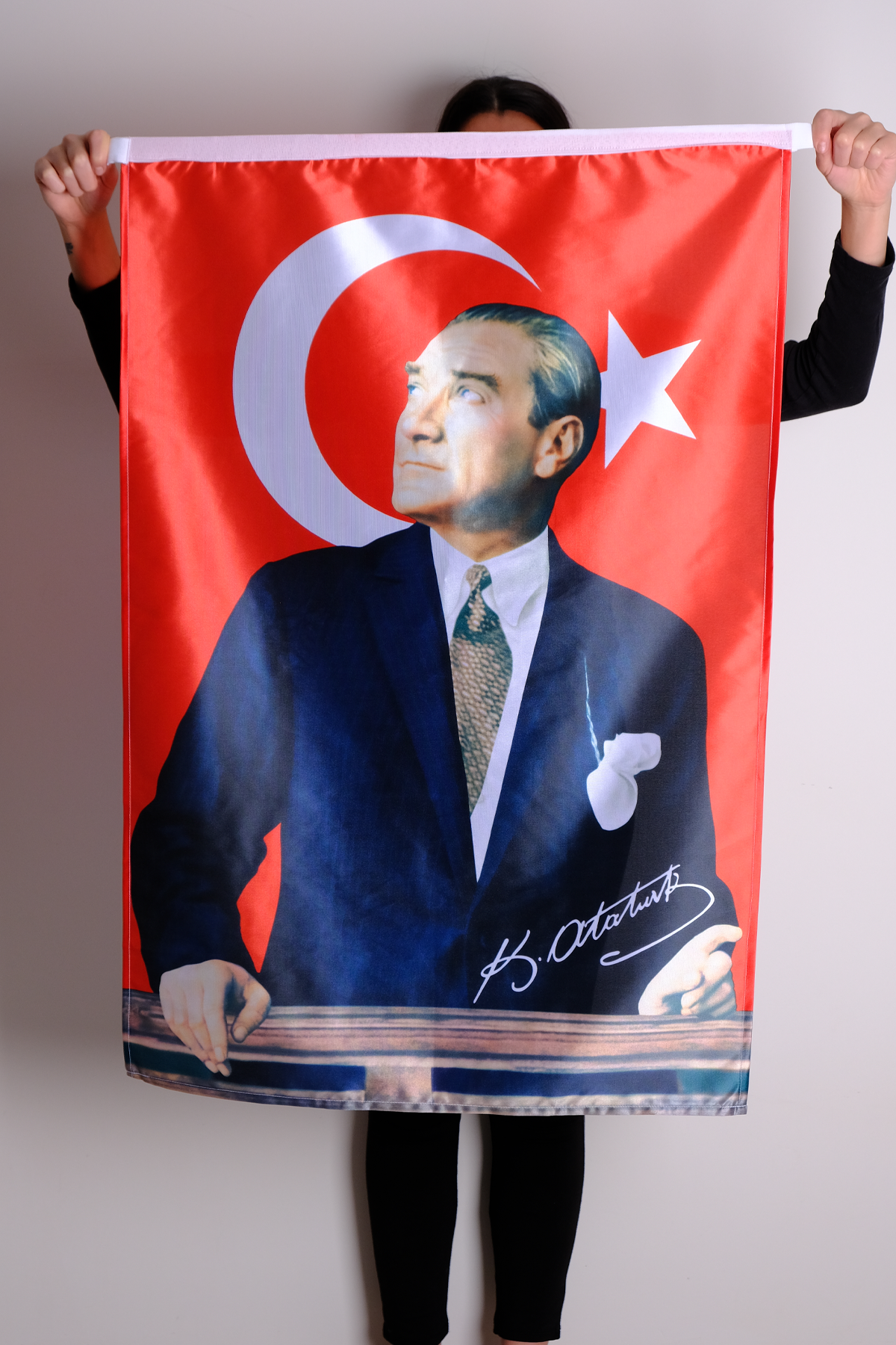 Atatürk Baskılı Türk Bayrağı Raşel Kumaş Dijital Baskı
