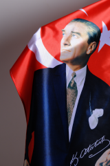 Atatürk Baskılı Türk Bayrağı Raşel Kumaş Dijital Baskı