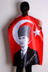 K.Atatürk İmzalı Türk Bayrağı Raşel Kumaş Dijital Baskı