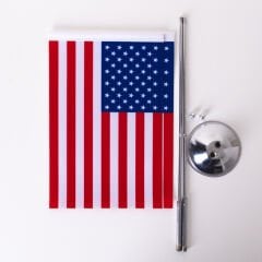 Amerika 2li Masa Bayrağı Saten Kumaş Dijital Baskı 15x22,5 Cm