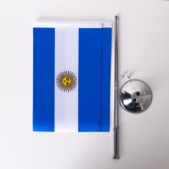 Arjantin 2li Masa Bayrağı Saten Kumaş Dijital Baskı 15x22,5 cm