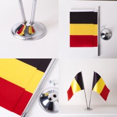 Belçika 2li Masa Bayrağı Saten Kumaş Dijital Baskı 15x22,5 cm