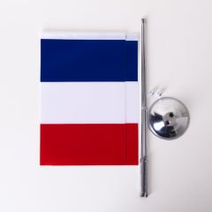 Fransa 2li Masa Bayrağı Saten Kumaş Dijital Baskı 15x22,5 cm