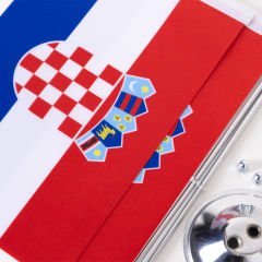 Hırvatistan 2li Masa Bayrağı Saten Kumaş Dijital Baskı 15x22,5 cm