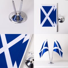 İskoçya 2li Masa Bayrağı Saten Kumaş Dijital Baskı 15x22,5 cm