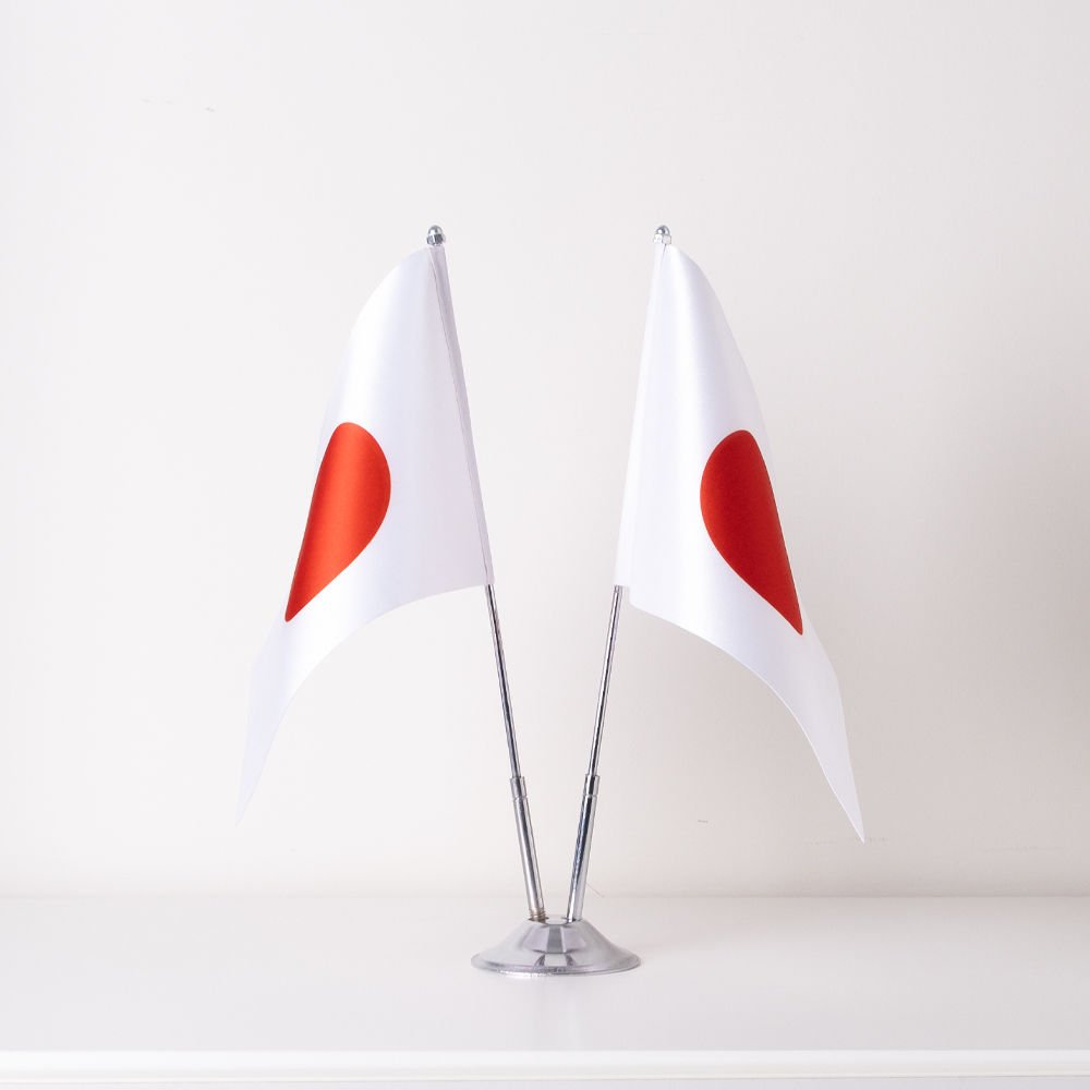 Japonya 2li Masa Bayrağı Saten Kumaş Dijital Baskı
