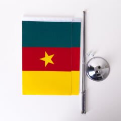 Kamerun 2li Masa Bayrağı Saten Kumaş Dijital Baskı 15x22,5 cm
