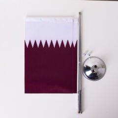 Katar 2li Masa Bayrağı Saten Kumaş Dijital Baskı 15x22,5 cm
