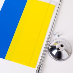 Ukrayna 2li Masa Bayrağı Saten Kumaş Dijital Baskı 15x22,5 cm
