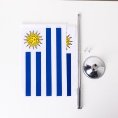 Uruguay 2li Masa Bayrağı Saten Kumaş Dijital Baskı 15x22,5 cm