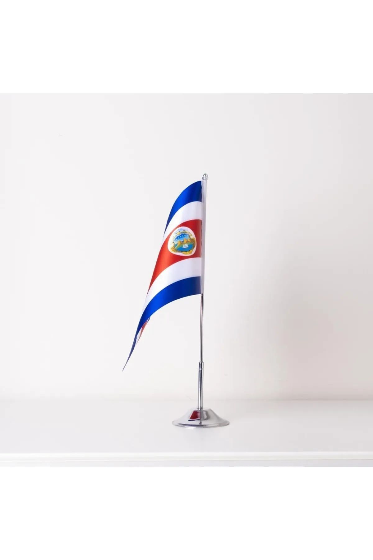 ZC Bayrak Kosta Rika Tekli Masa Bayrağı Saten Kumaş Dijital Baskı 15x22,5 Cm
