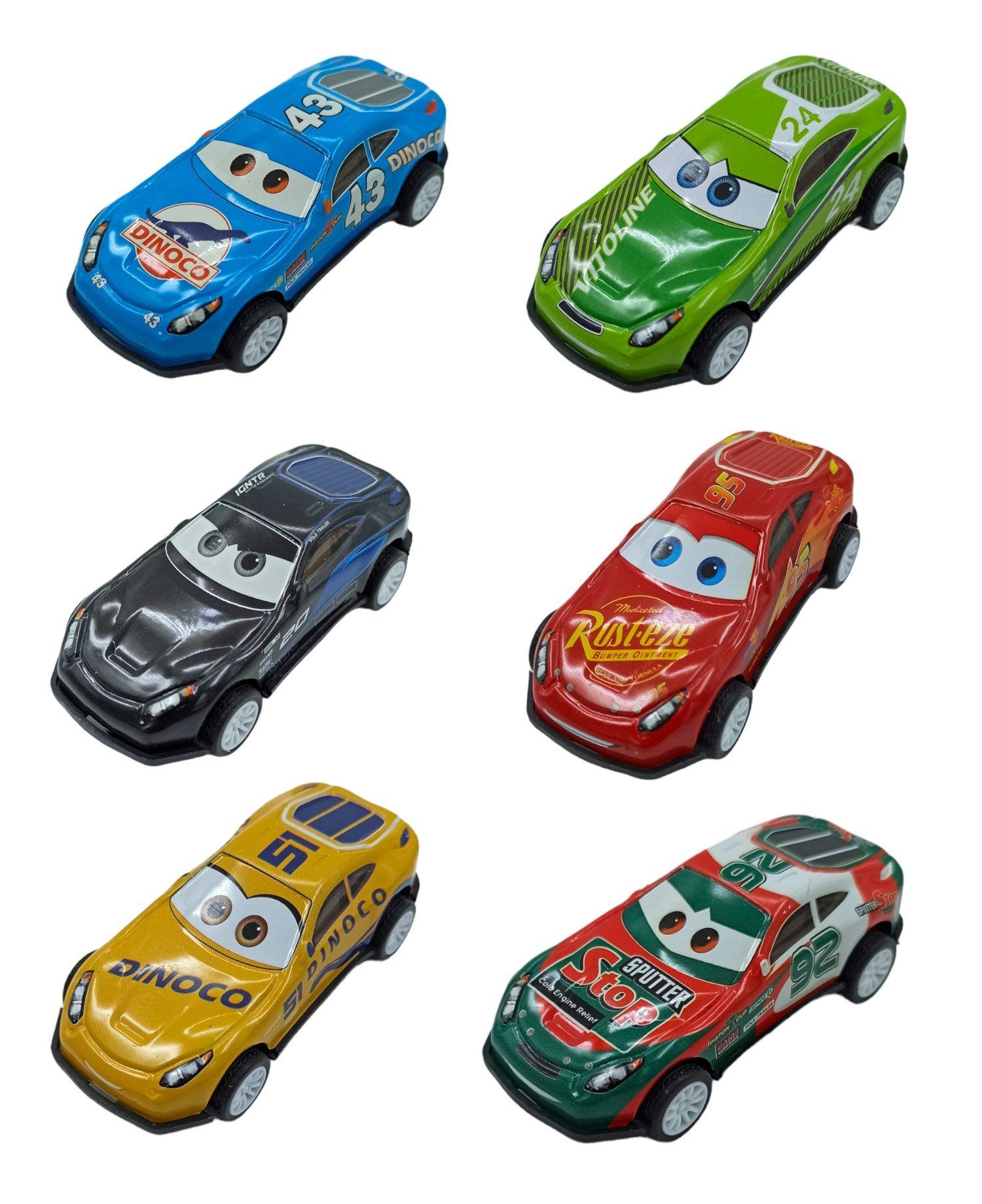 Cars Şimşek Mcqueen Metal Spor Araba Seti Çek Bırak Cars Oyuncakları 6'lı