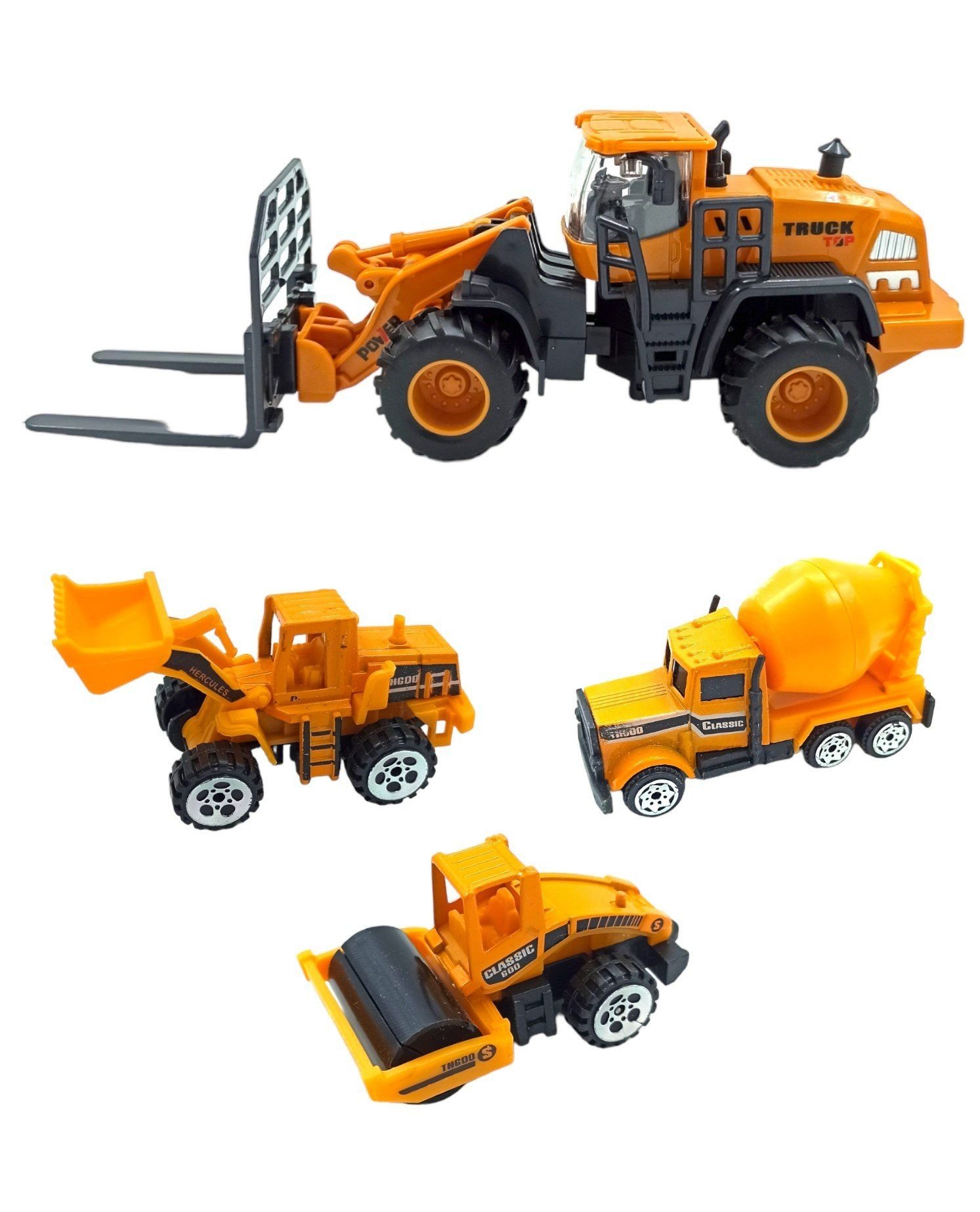 Oyuncak İş Makinaları Seti 1 Büyük Forklift 3 Mini Metal İş Makinaları