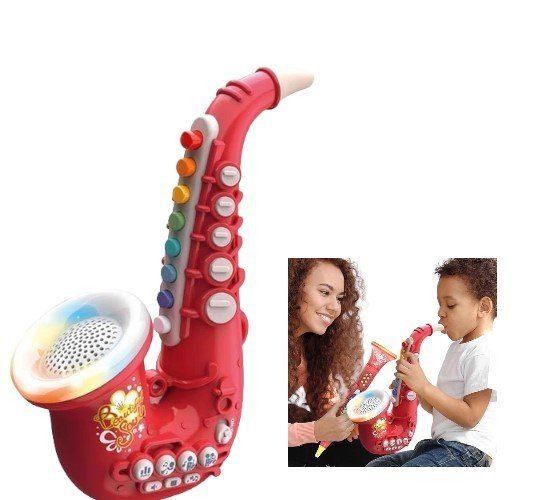 Oyuncak Saksafon Oyuncak Enstürman Saxophone 26cm. Müzik Aleti Kırmızı