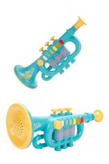 Oyuncak Trompet Rengarenk Işıklı Farklı Ses Modlu Trompet 26cm. Mavi