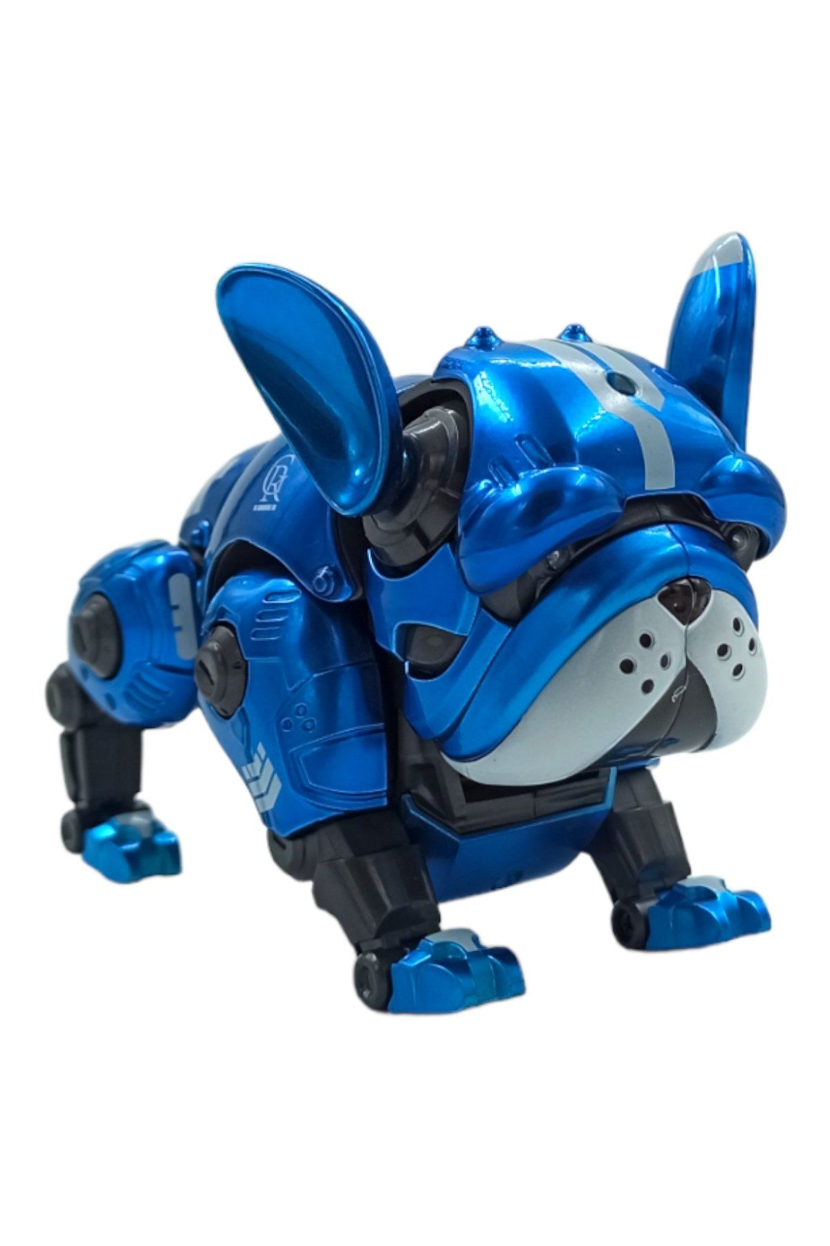 Havlayan, Işıklı ve Ayarlanabilir Oyuncak Robot Metal Köpek 12cm. Mavi