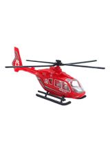 Metal Taşıyıcılı Vinçli Tır ve Helikopter Seti Kırmızı Renk - 35cm