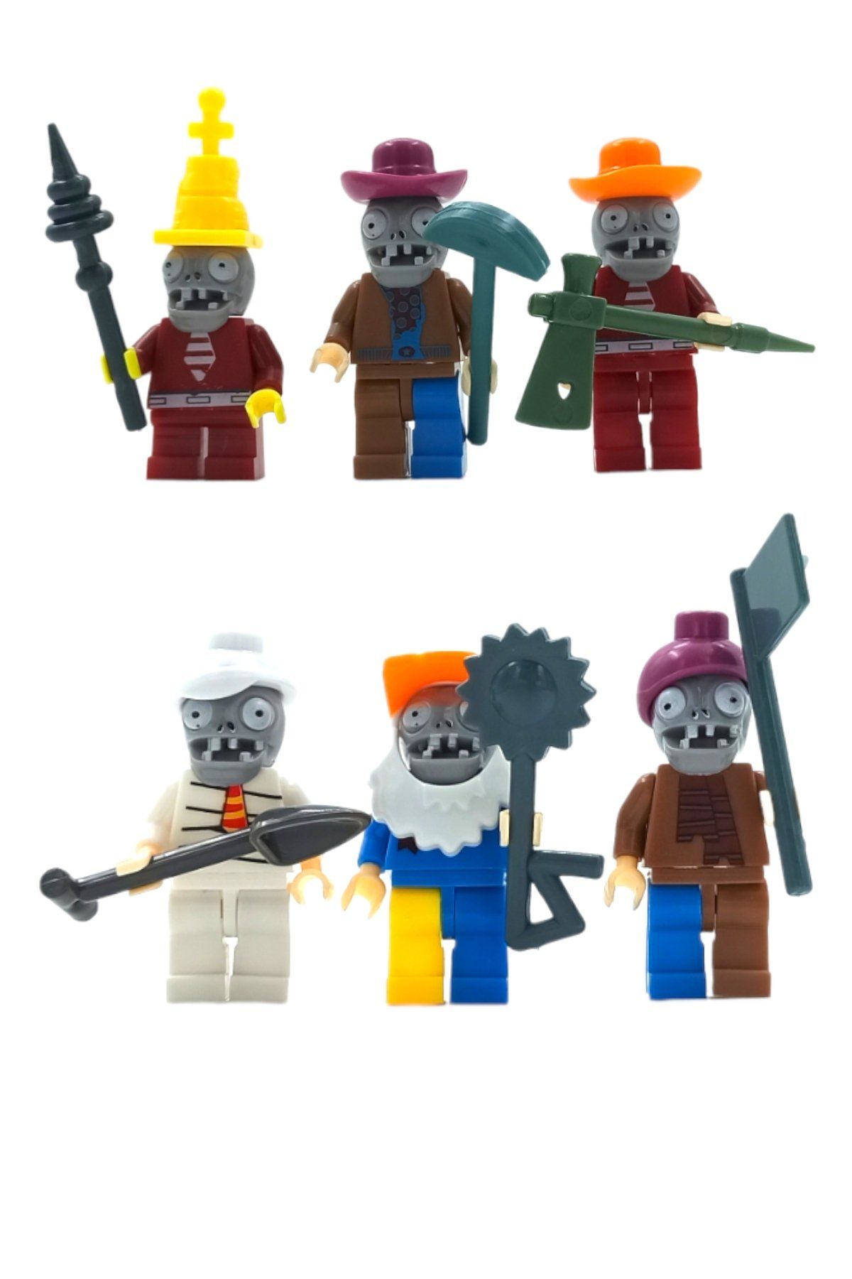 Hayal Gücünü Canlandıran 6lı Lego Uyumlu Plants vs Zombies Figürleri 5cm. ve Aksesuarları