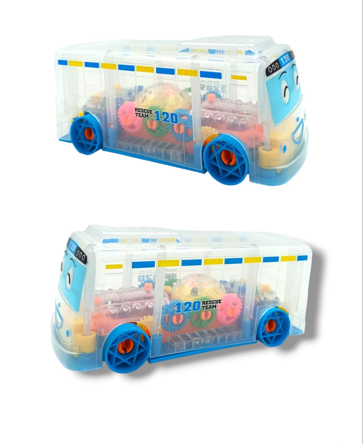 Tayo Otobüs Transparan Şeffaf Çarpıp Dönen Sesli Işıklı 3D Tayo Oyuncak 20cm.