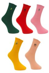 Çorap Modasında Öne Çıkmak İçin Renkli Meyve Nakışlı 5'li Çorap Seti