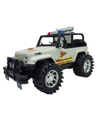 Oyuncak Arazi Aracı Büyük Boy İçi Dolu Tekerlekleri Mekanizmalı Sürtmeli Jeep İthal 50x27cm Beyaz